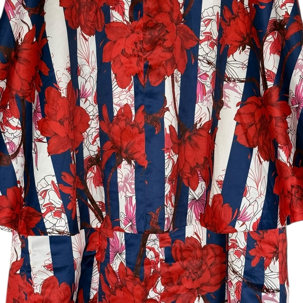 New N By Nancy Red & Blue Mixed Print Cape Jacket Dress X X Large $165 - Picture 7 of 12